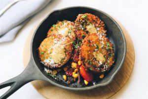 fried green tomatoes in a skillet